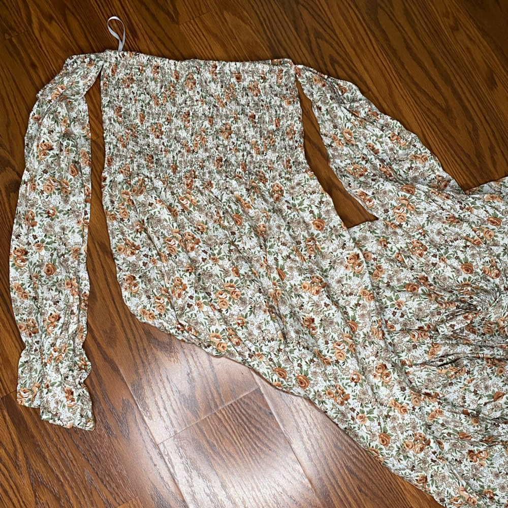 Taupe floral maternity dress